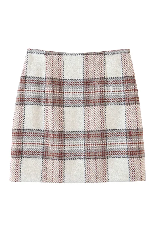 'Ivy' Knitted Plaid Skirt cashmere skirt fine