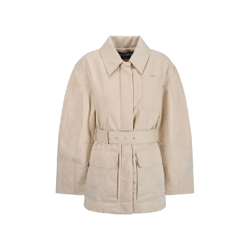 Jacquemus Le Blouson Bari Down Jacket Chenille Fabric Brocade Fabric Lace Fabric