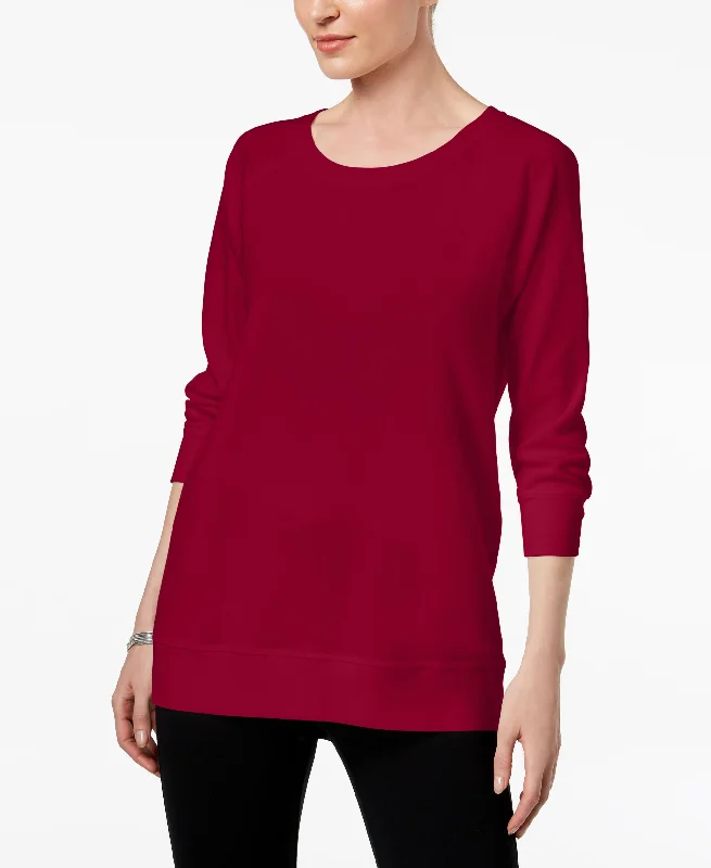Karen Scott Petite 3/4 Sleeve Sweatshirt Hoodie with Back Slit Movement Comfort