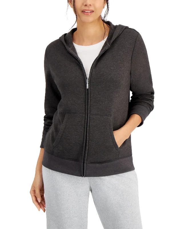 Karen Scott Zip Front Hooded Sweatshirt Hoodie with Magnetic Closure Innovative Modern