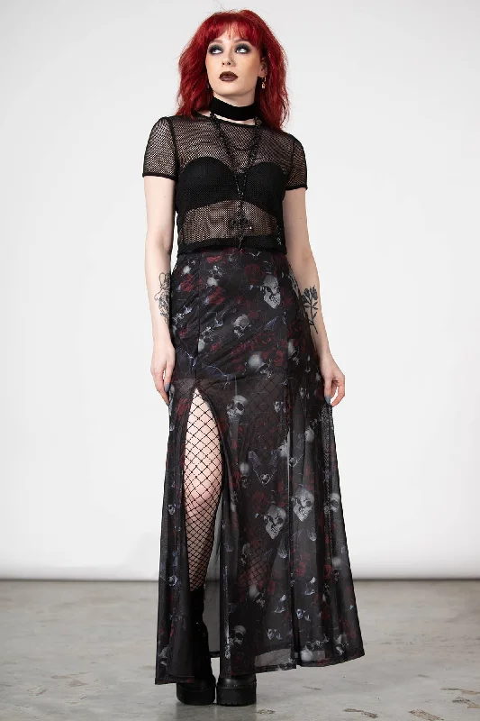 Kleadora Mesh Maxi Skirt velvet skirt rich