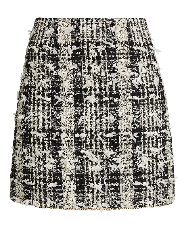 Black Ivory Dune Tweed Mini Skirt wool skirt warm