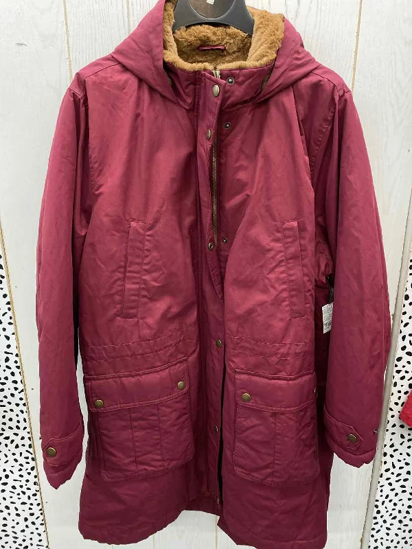 Lands End Burgundy Womens Size 20/22W Jacket (Outdoor) Rayon Fabric Velvet Fabric Corduroy Fabric Lands End Burgundy Womens Size 20/22W Jacket (Outdoor) Rayon Fabric Velvet Fabric Corduroy Fabric