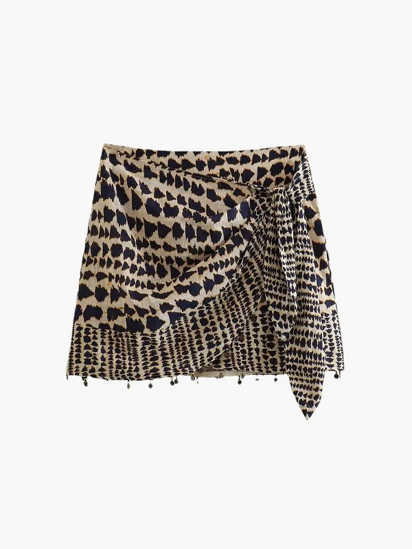 BerryBetty - Leopard Print Wrap Tied Skirt velvet skirt plush