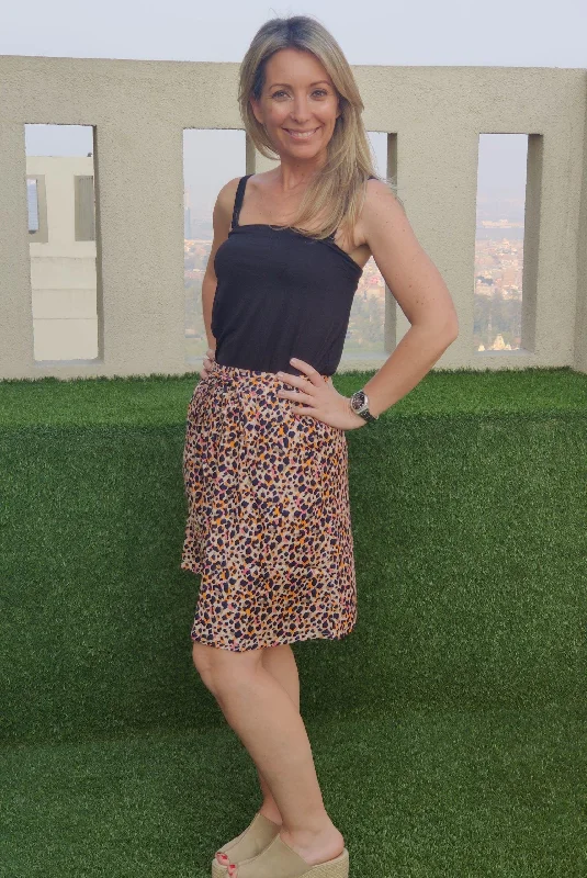 Leopard Printed Woven Skirt wool skirt sturdy