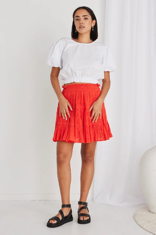 Lexi Sunset Shirred Cotton Multi Tiered Mini Skirt relaxed fit skirt