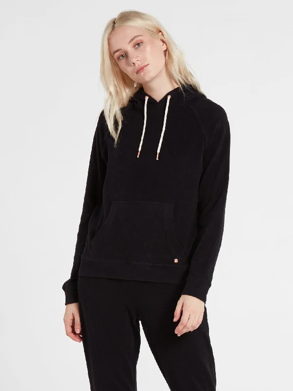 Lived In Lounge Hoodie - Black Hoodie with High Neck Warm Protective