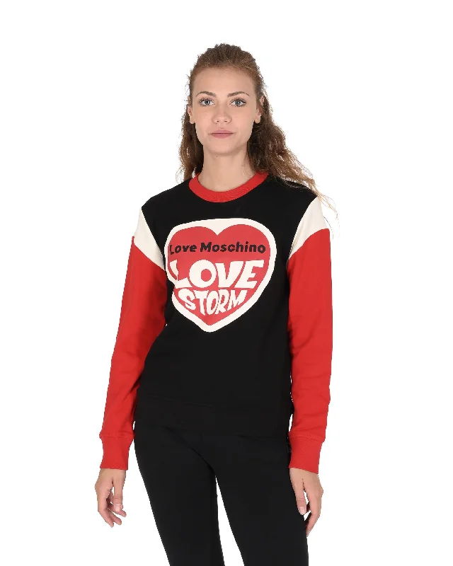 Love Moschino Womens Sweatshirt W 6 491 01 M 4055 4051 MULTI Hoodie with Stripes Bold Sporty Love Moschino Womens Sweatshirt W 6 491 01 M 4055 4051 MULTI Hoodie with Stripes Bold Sporty