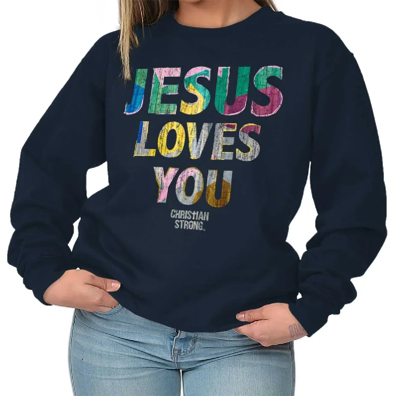 Loves You Crewneck Sweatshirt Hoodie with Lace Feminine Delicate