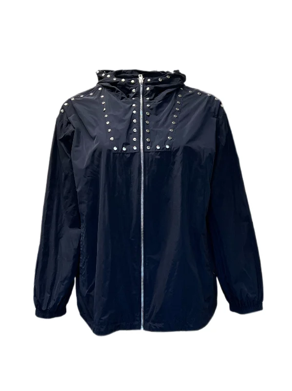 Marina Rinaldi Women's Navy Tabella Hooded Rain Jacket NWT Knit Jacket Woven Jacket Fleece Jacket Marina Rinaldi Women's Navy Tabella Hooded Rain Jacket NWT Knit Jacket Woven Jacket Fleece Jacket