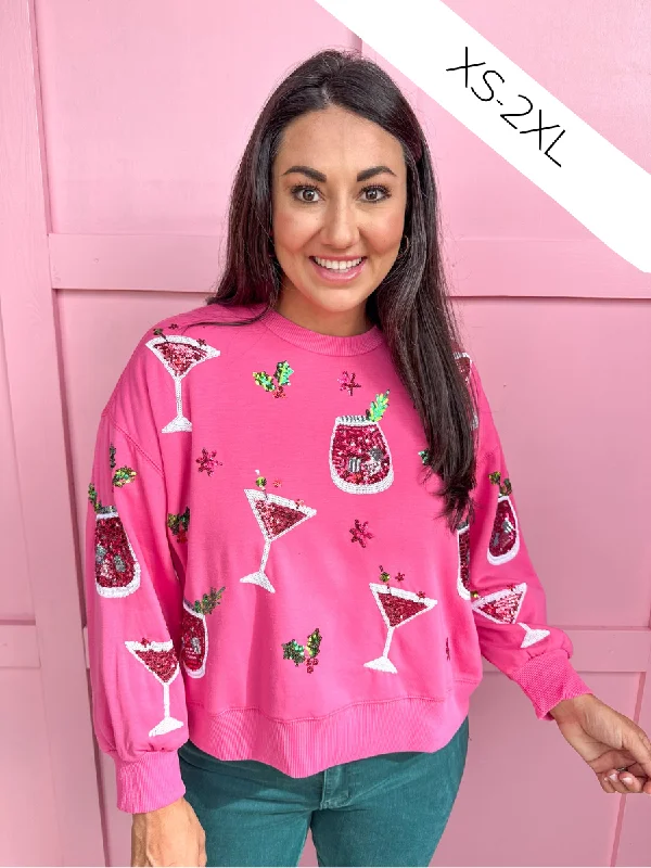 Mary Square | Mille Holiday Spirits Sweatshirt Hoodie with Hem Drawcord Adjustable Customizable