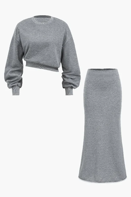 Asymmetrical Design Top And Skirt Set chiffon skirt airy
