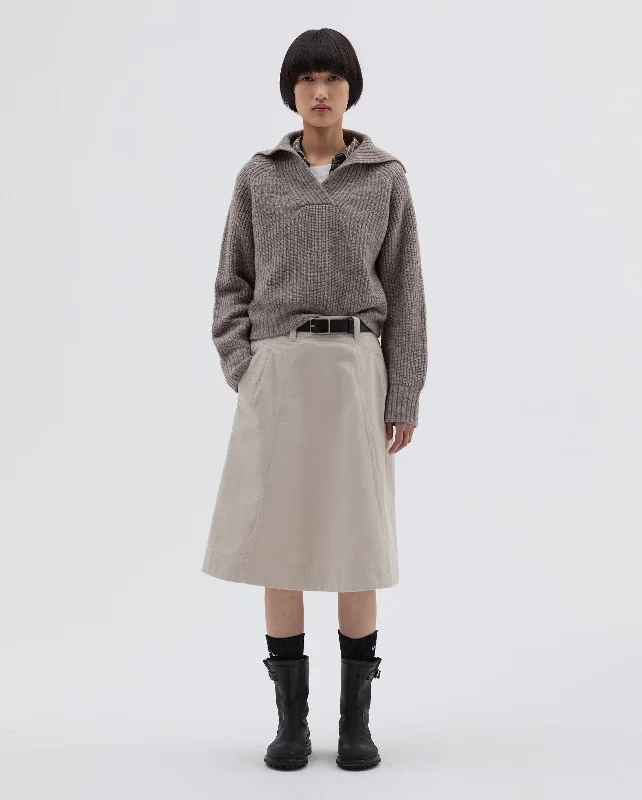 MHL PANELLED SCOUT SKIRT / PUTTY wool skirt warm