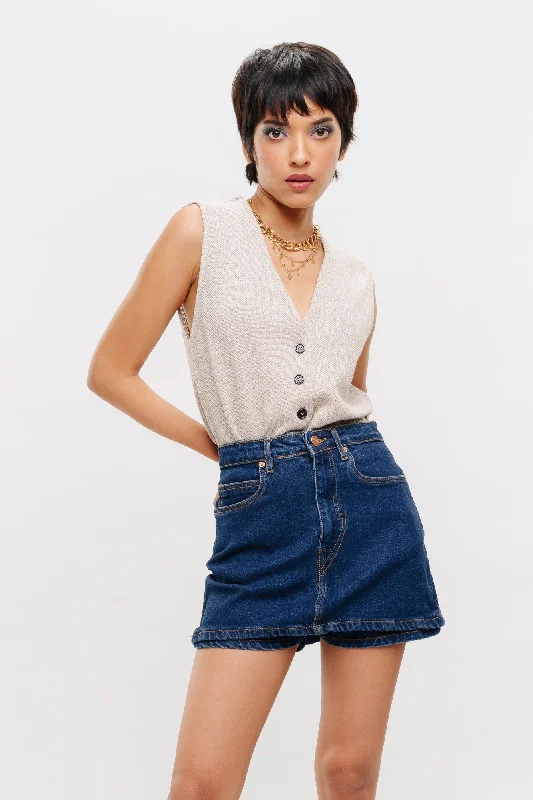 Midnight Classic Denim Skorts seamless skirt comfort