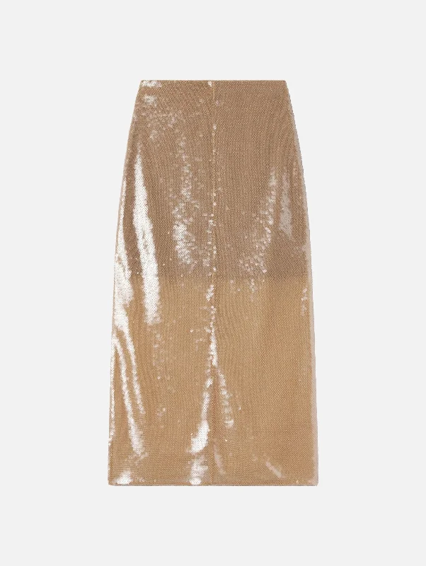 Monroe Soft Sequin Skirt in Clear linen skirt light