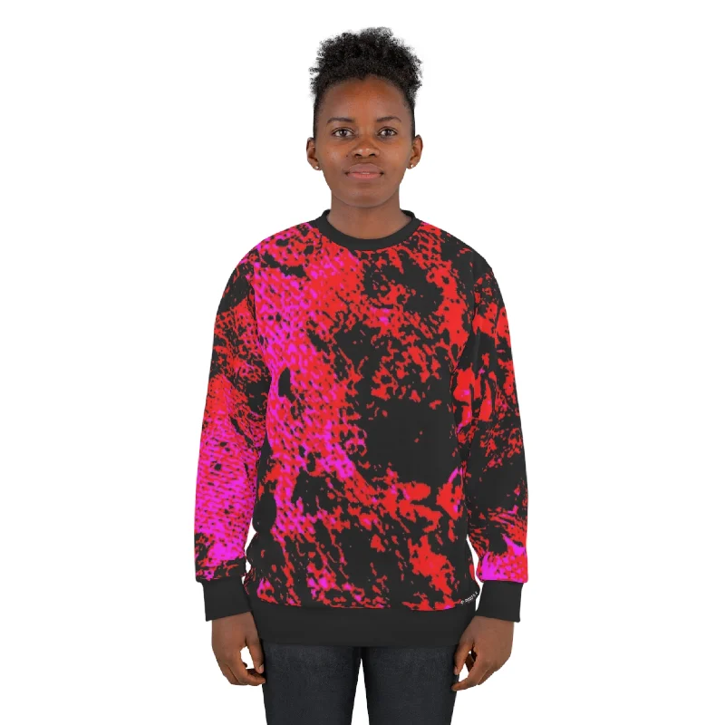 "Mystic Cube" (Cosmic Fusion - Scarlet) - Unisex Sweatshirt Hoodie with Hood Adjustable Protection "Mystic Cube" (Cosmic Fusion - Scarlet) - Unisex Sweatshirt Hoodie with Hood Adjustable Protection