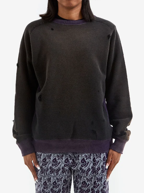 Needles 2-Tone Crewneck Sweatshirt W - Black Hoodie with Pastel Soft Subtle