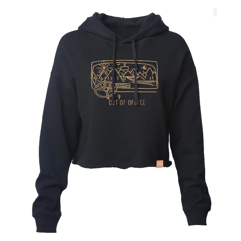 Out of Office Women's Crop Hoodie Hoodie with Side Slits Relaxed Casual