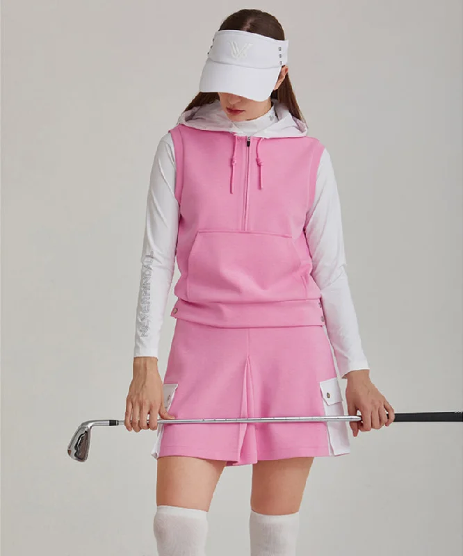 Owen Hoodie Vest - Pink Hoodie with Monochrome Minimalist Simple