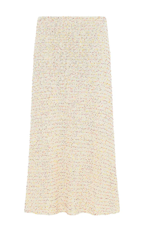 Pan Knit Maxi Skirt in Ivory Multi Beaded Cashmere velvet skirt sumptuous