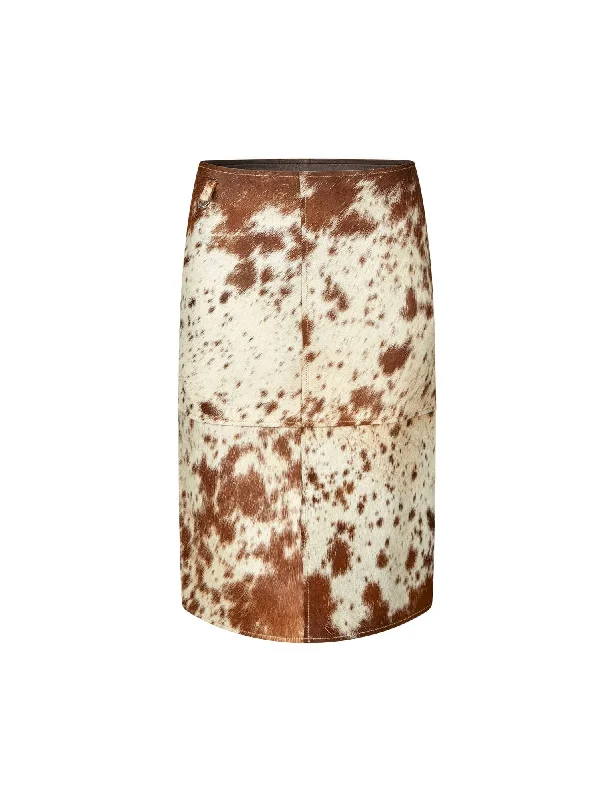 Pax Skirt — Brown / White Cow cashmere skirt soft