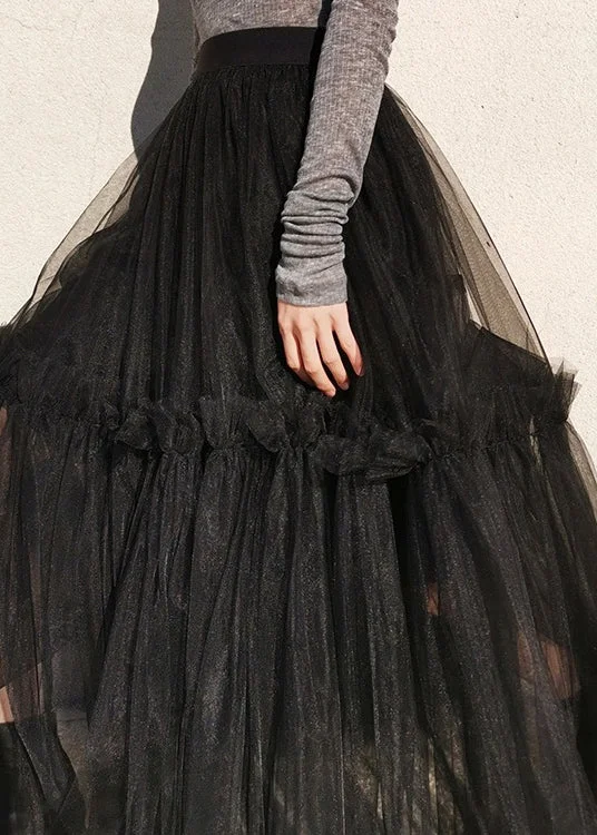Plus Size Classy Black fashion tulle Skirts Spring cashmere skirt plush
