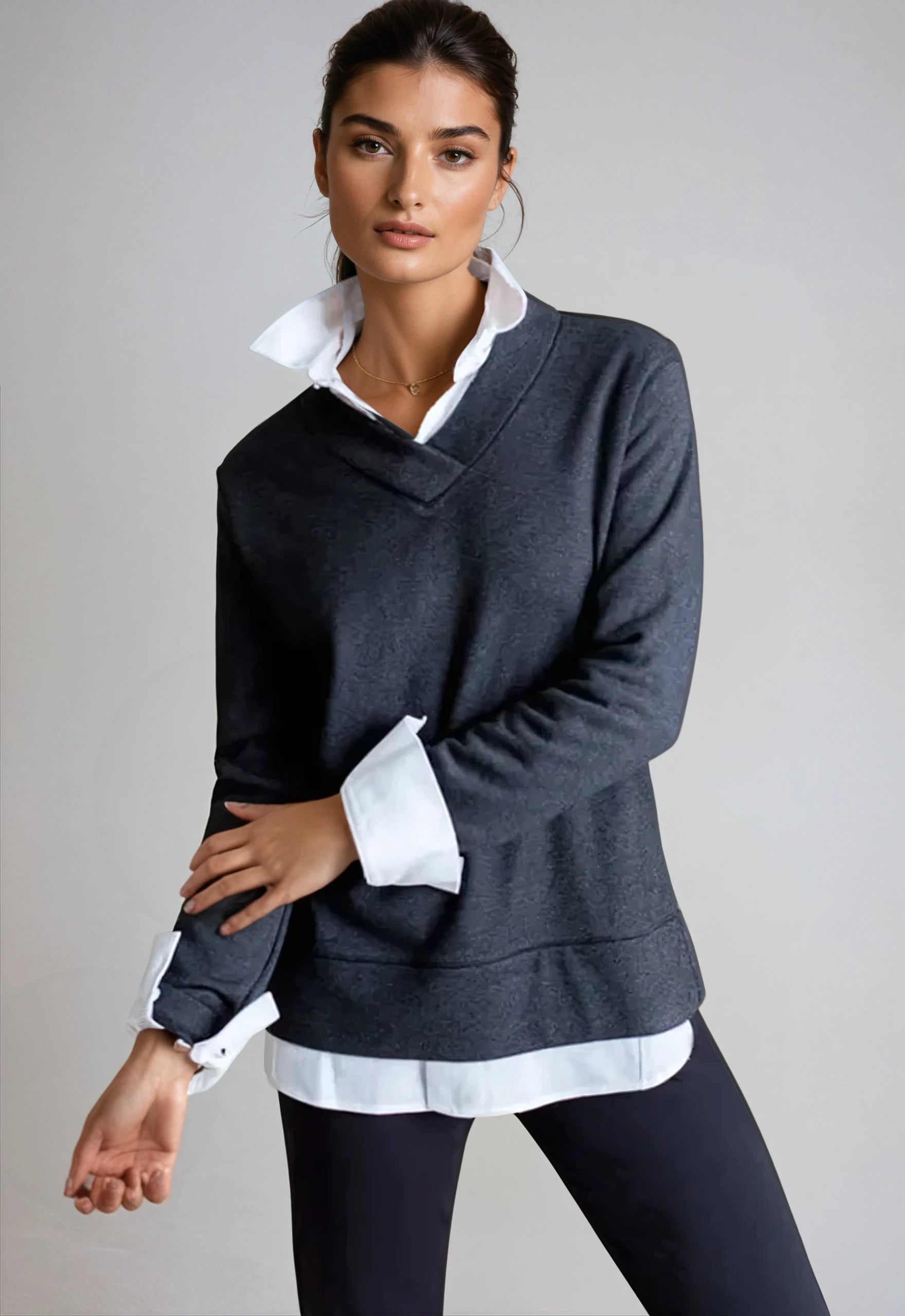 Power Vee 'Sweater' Sweatshirt Hoodie with Metallic Shiny Futuristic