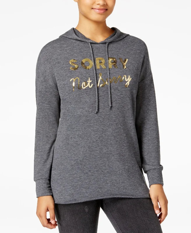 Pretty Rebellious Juniors Sorry Graphic Hoodie Hoodie with Slim Fit Tailored Modern