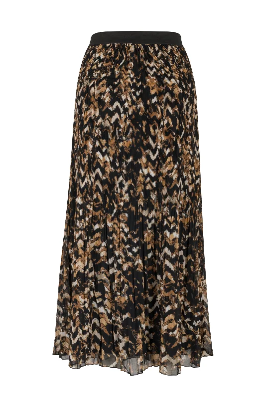Print & pleated Chiffon Maxi Skirt | ABST ANIMAL | 0102ZR linen skirt breathable
