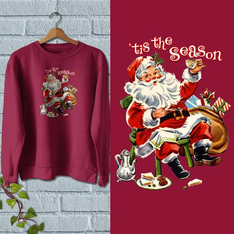Santa Tis The Season Sweatshirt Adult Unisex S-XXL Hoodie with Neon Bright Vibrant