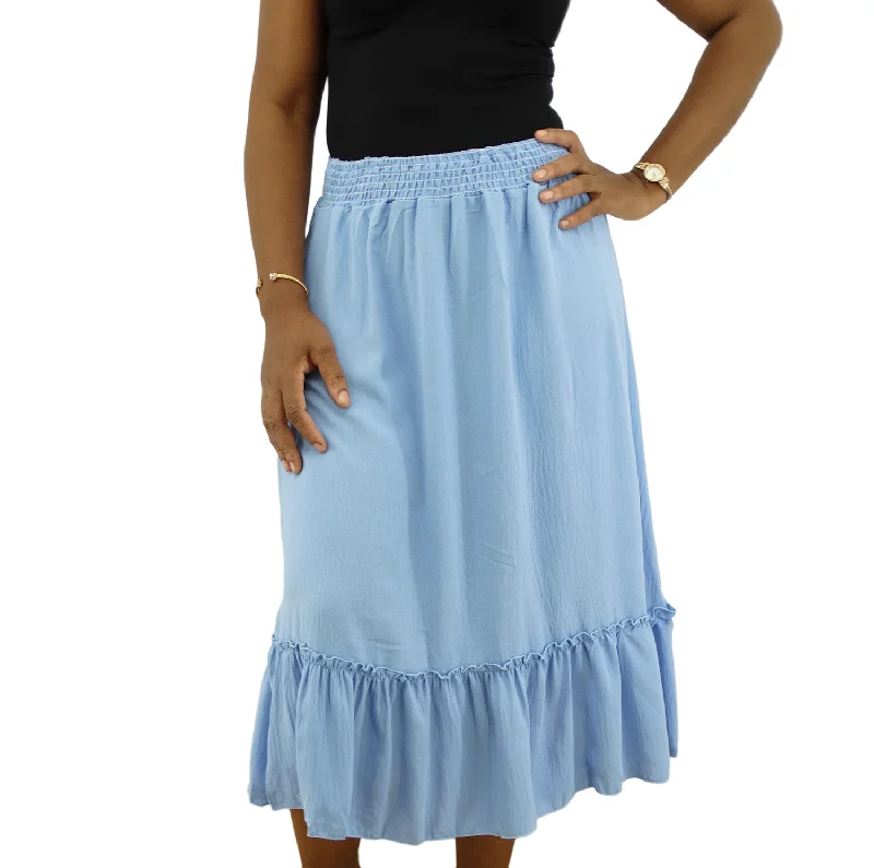 SM3844, SnowFlake - Airflow Solid Midi Skirt (S/M-L/XL) Assorted floral skirt print