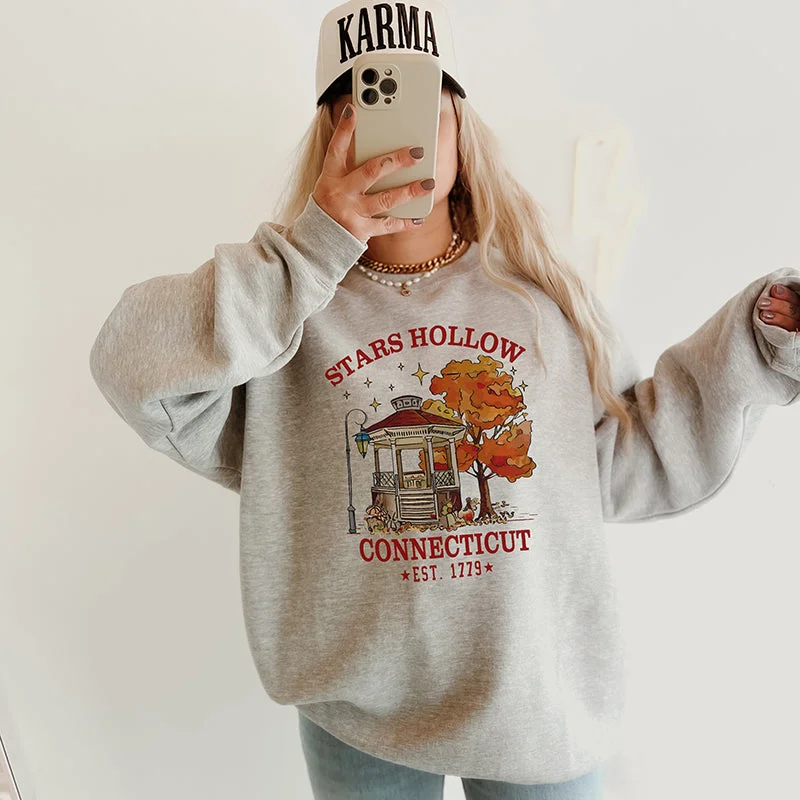 Stars Hollow Connecticut Crewneck Sweatshirt Hoodie with Pattern Geometric Abstract