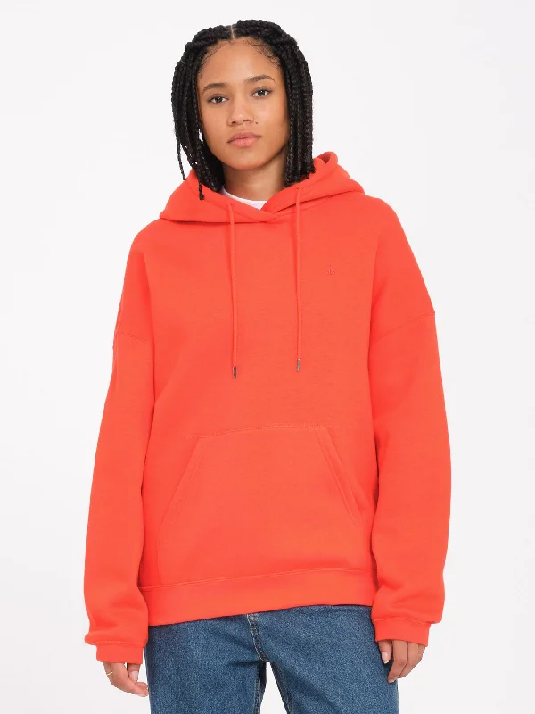 Stone Heart Up Hoodie - Bright Red Hoodie with Hem Lace Feminine Delicate