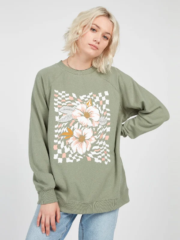 Stone Magic Boyfriend Sweatshirt - Light Army Hoodie with Typography Text Message