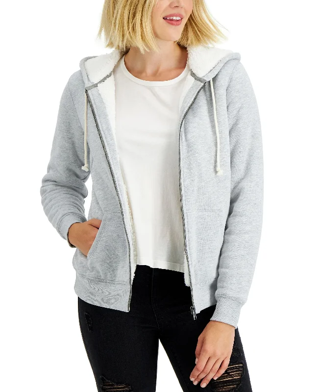 Style & Co Heathered Fleece Zip Hoodie Hoodie with Exposed Zipper Edgy Industrial