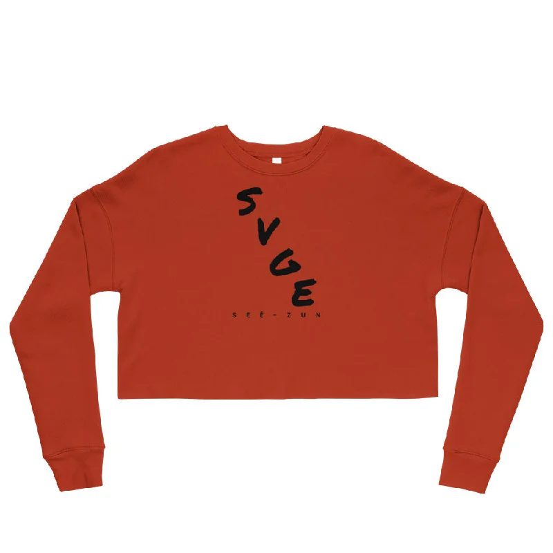 SVGE Collection Brick Crop Sweatshirt Hoodie with Lace Feminine Delicate