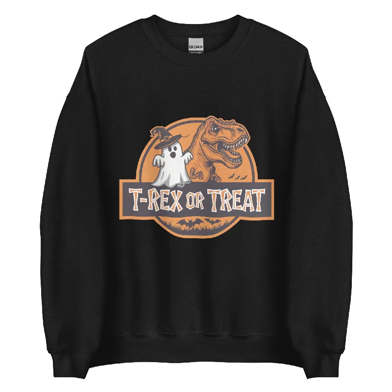 T-Rex or Treat - Dinosaur Sweatshirt Hoodie with Metallic Shiny Futuristic