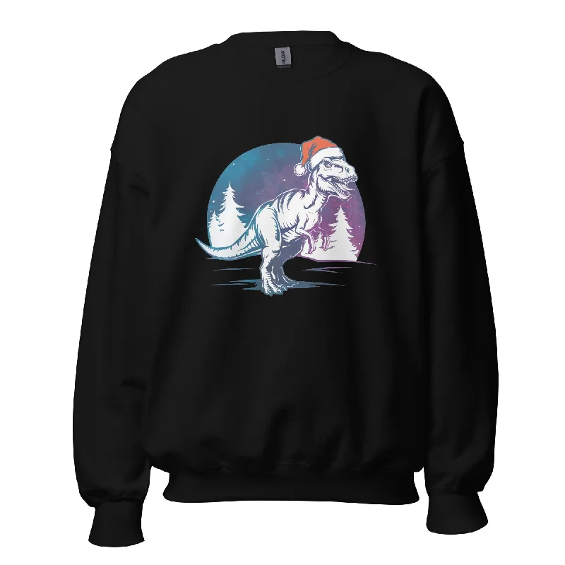 T-Rex Winter Forest - Dinosaur Sweatshirt Oversized Hoodie Comfort Casual
