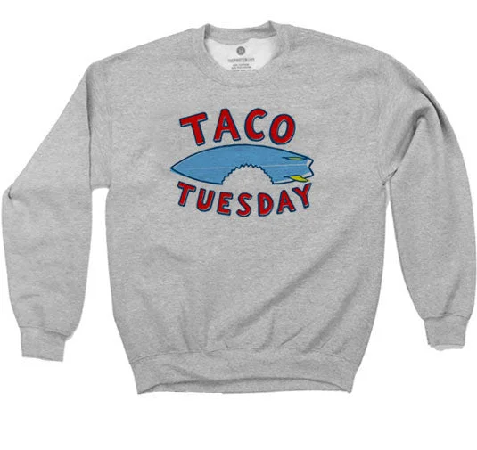 Taco Tuesday - Sweatshirt - Heather Grey Hoodie with Bell Sleeves Flared Feminine