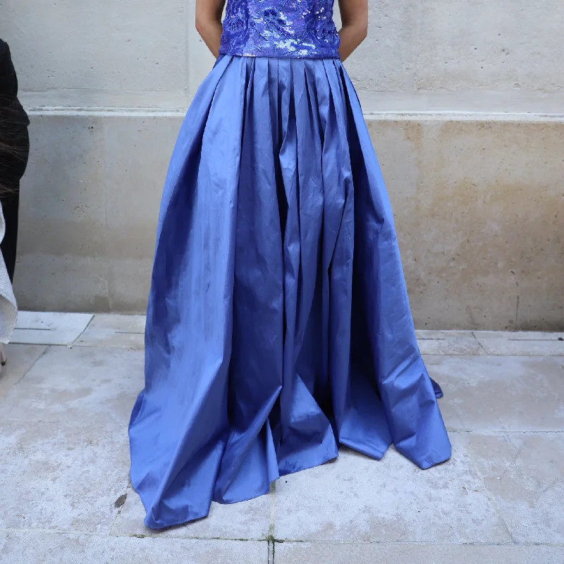 Hydrangea Blue Taffeta Ballgown Skirt With Pockets chiffon skirt lightweight