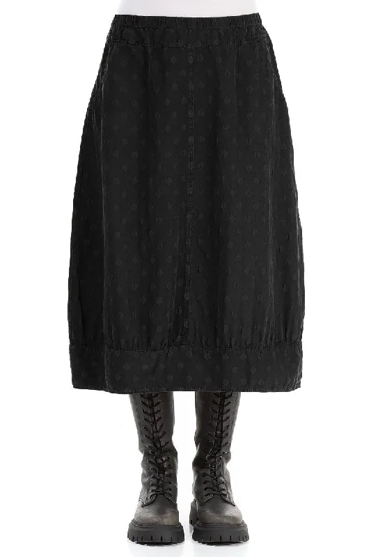 Taper Dotty Black Silk Skirt lace skirt romantic