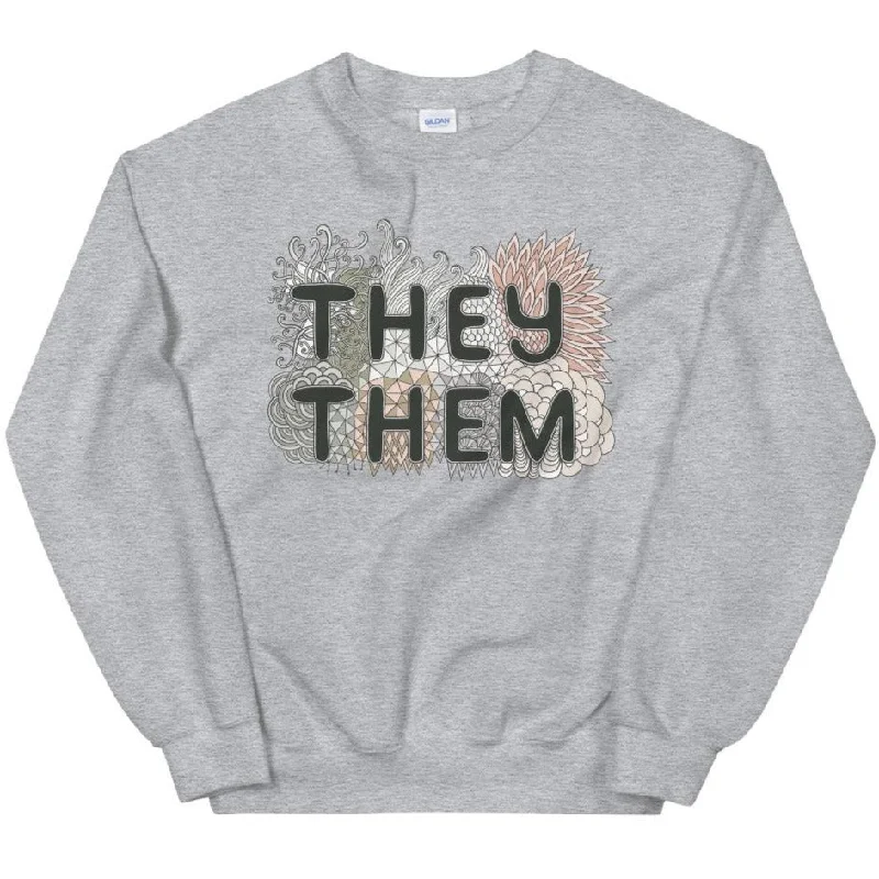 They/Them Pronouns Doodle -- Sweatshirt Hoodie with Contrast Stitching Detailed Premium They/Them Pronouns Doodle -- Sweatshirt Hoodie with Contrast Stitching Detailed Premium