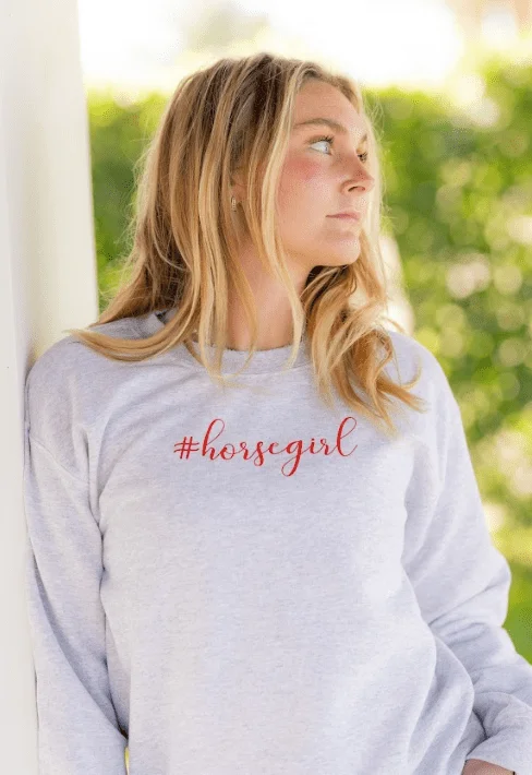 TKEQ- #HORSEGIRL Sweatshirt Hoodie with Hem Patch Decorative Personalized