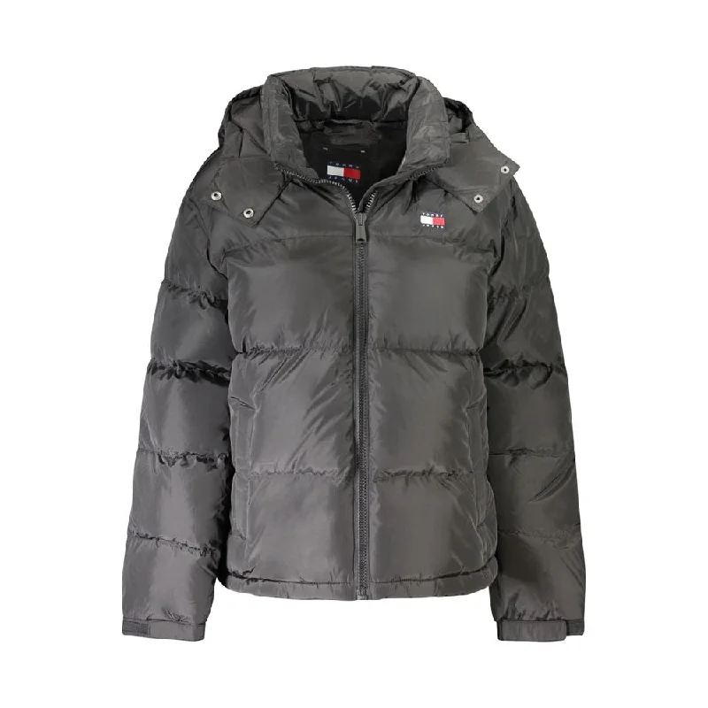 Tommy Hilfiger Black Polyester Jackets & Coat Satin Jacket Silk Jacket Chiffon Jacket
