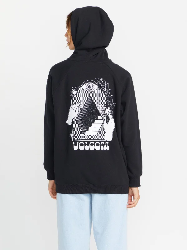 Truly Stoked Hoodie - BLACK Hoodie with Bell Sleeves Flared Feminine
