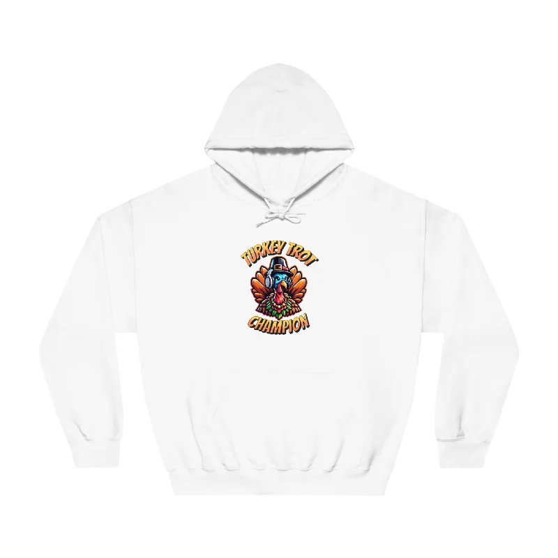 Turkey Trot Champion - Headphone Turkey - Unisex DryBlend® Hooded Sweatshirt Hoodie with Tied Waist Feminine Flattering Turkey Trot Champion - Headphone Turkey - Unisex DryBlend® Hooded Sweatshirt Hoodie with Tied Waist Feminine Flattering