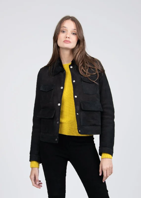 VALENTINA SHORT SHEARLING JACKET Insulated Jacket Fitted Jacket Loose Jacket