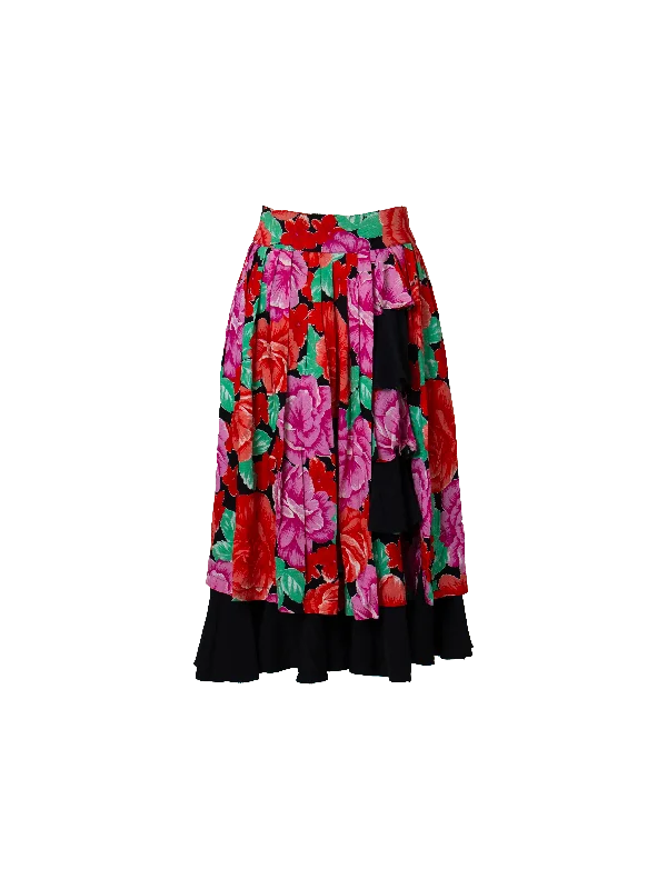 Vintage Floral Skirt wool skirt warm