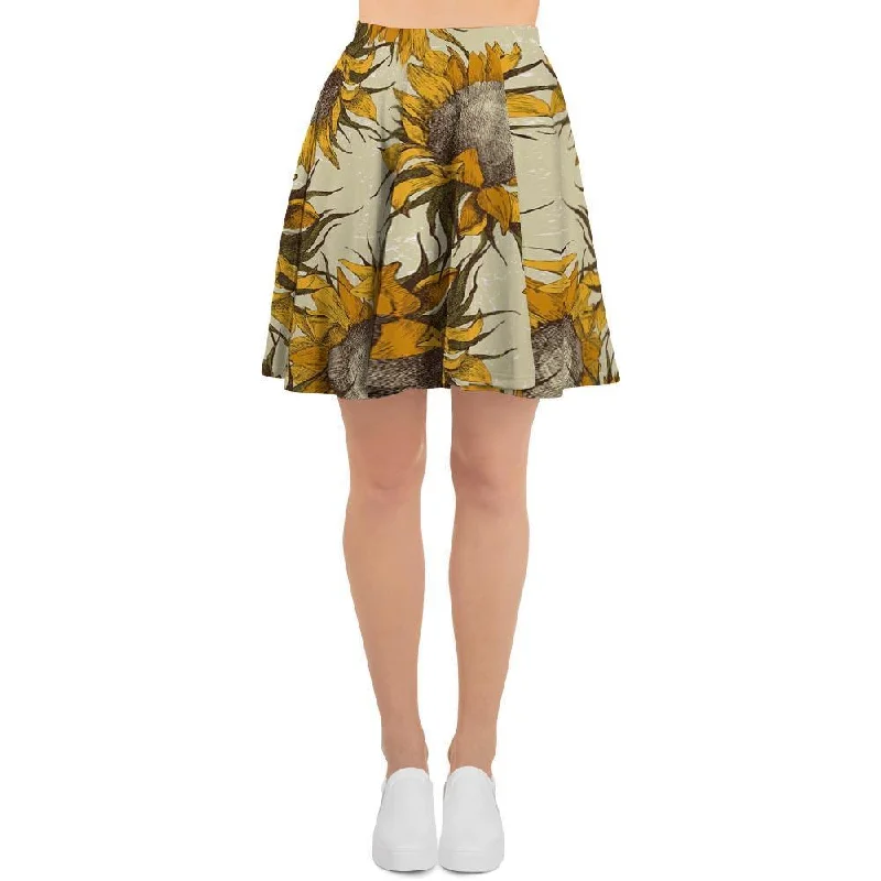 Vintage Sunflower Women's Skirt high waist skirt