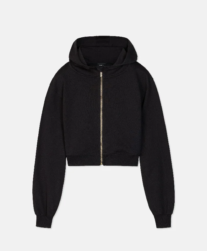 WOMAN CROP HOODIE BLACK Hoodie with Earth Tones Natural Calm